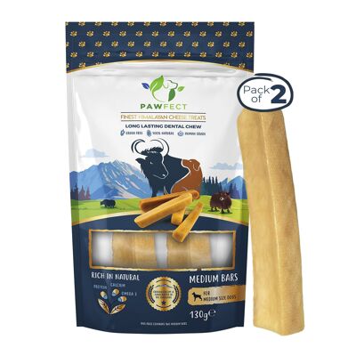 Pawfect Himalayan Cheese Dental Chews - Original - Sachet de 2 friandises pour chiens de taille moyenne (140 g/4,5 g).94 oz)