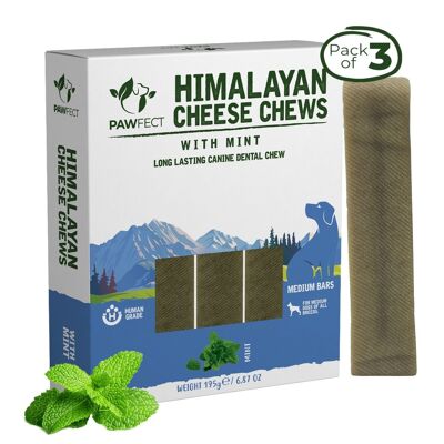 Pawfect Himalayan Cheese Dental Chews - Menta - Confezione da 3 masticativi per cani di taglia media (195 g/6,5 kg).88 once)