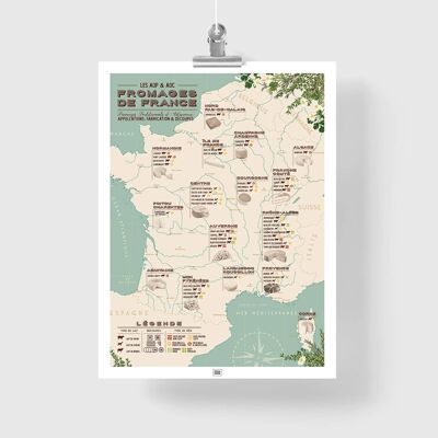 Map of French Cheeses: the 50 AOP Cheeses of France
