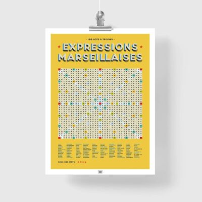 Affiche Marseille : 100 Expressions Provençales en Mots Mêlés