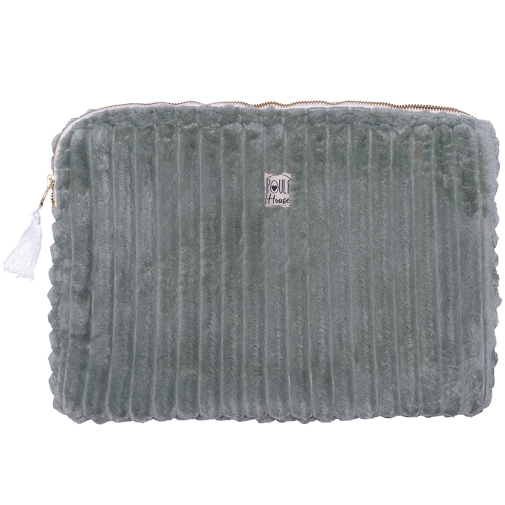 Custodia con cerniera per PC/tablet Minky trapuntata color salvia