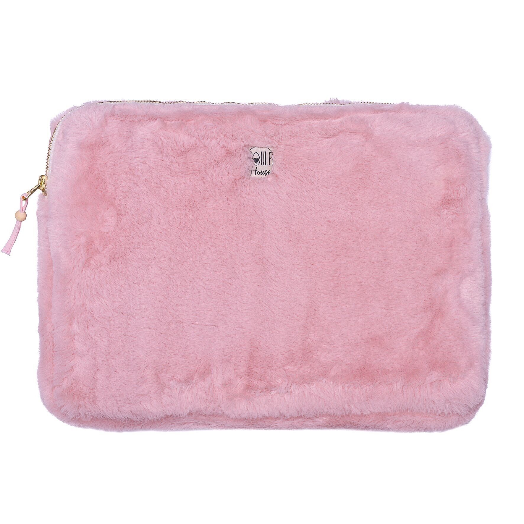 Custodia con zip per PC/tablet in pelliccia sintetica petalo d'angora
