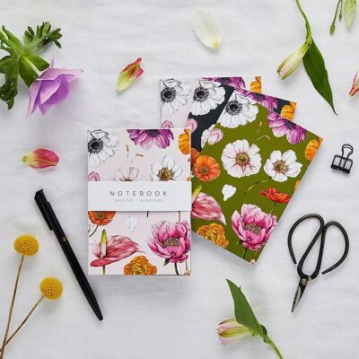 Brillos florales - Paquete de 3 cuadernos A6