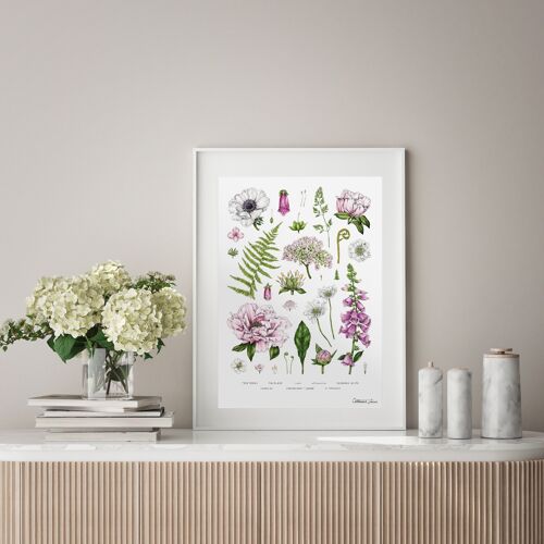 Summer Garden - White - Art Print A4