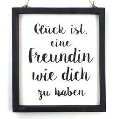 Escudo de texto 20x18cm con buenos amigos negro/blanco