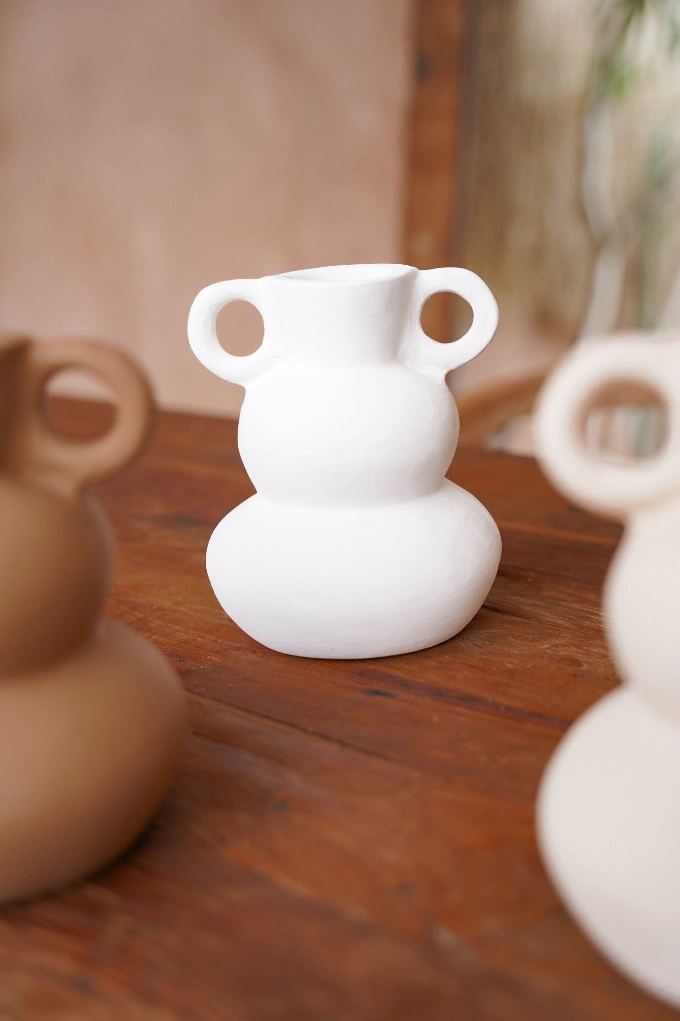 The Bola Bola - Vaso in terracotta - Bianco - Scimmia hippie