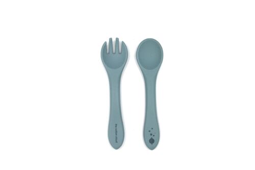 Set Silicone Fork and Spoon Jade for Babies