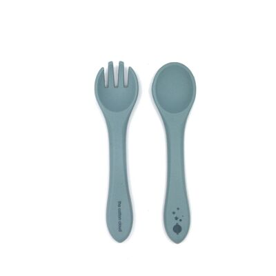 Set Silicone Fork and Spoon Jade for Babies