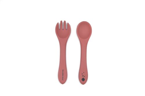 Set Silicone Fork and Spoon Wild Rose for Babies