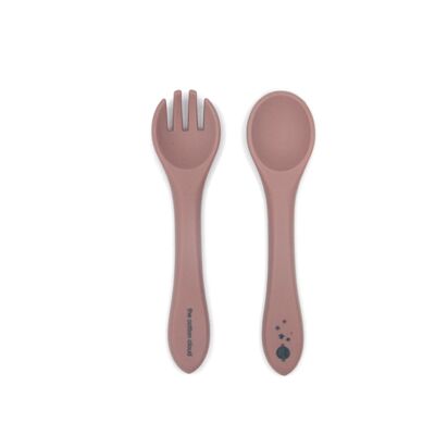 Set in silicone Gabel e Löffel Dusty Mauve per neonati