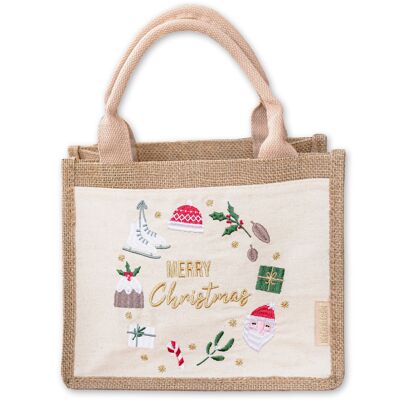 Bolsa de yute beige oro rojo set 02