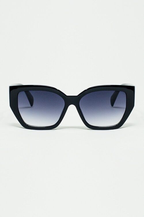 geometric thick black sunglasses with gradient lens