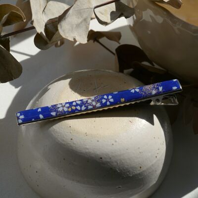 Large Japanese Paper Hair Clip - Navy