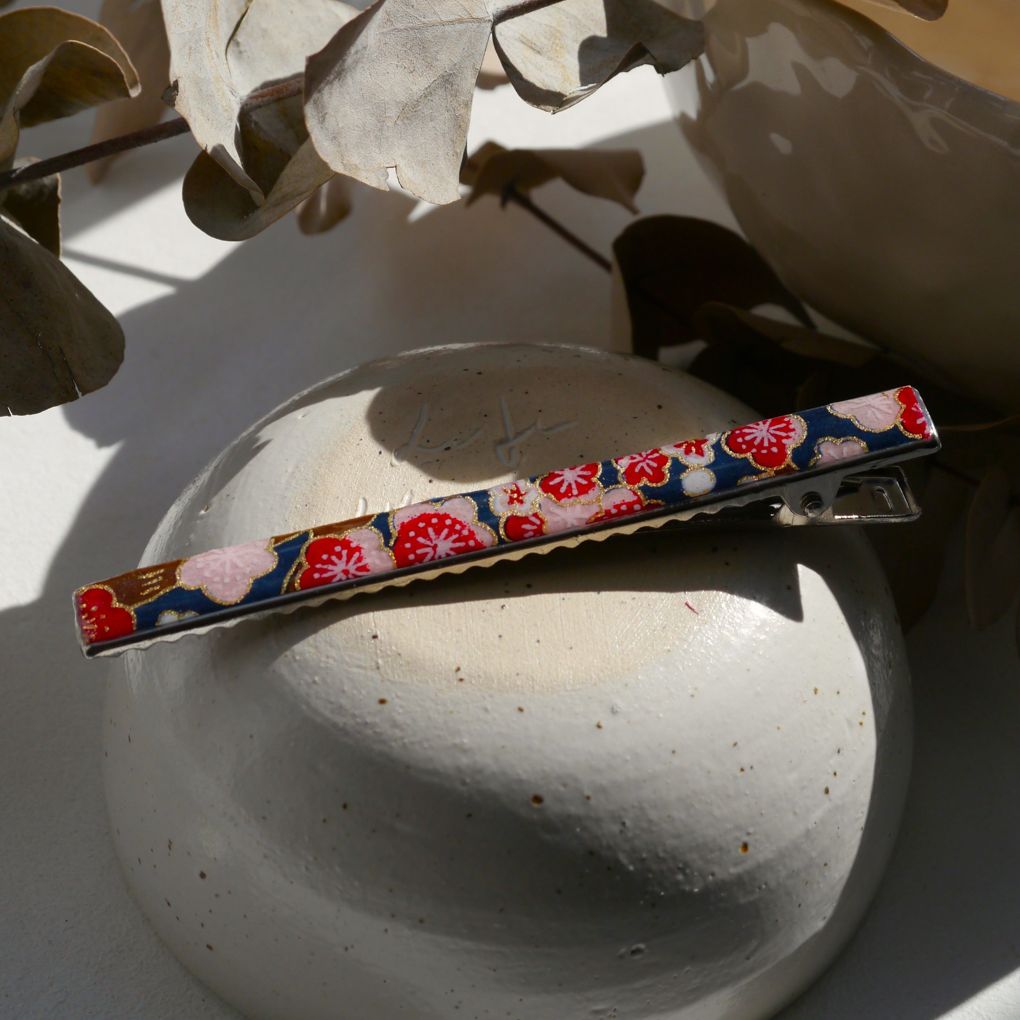 Large Japanese Paper Hair Clip - Plum