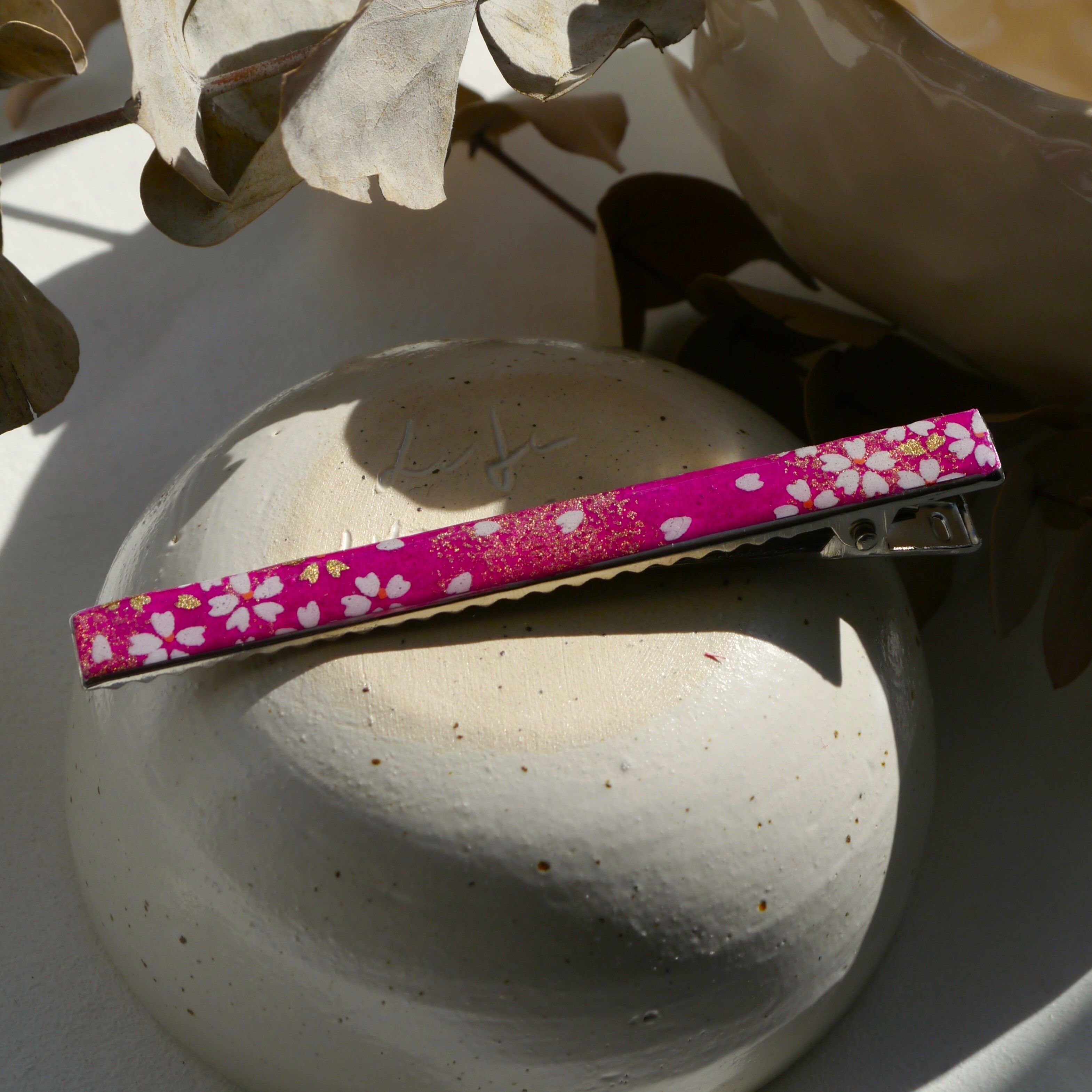 Fermaglio per capelli grande in carta giapponese - Viola