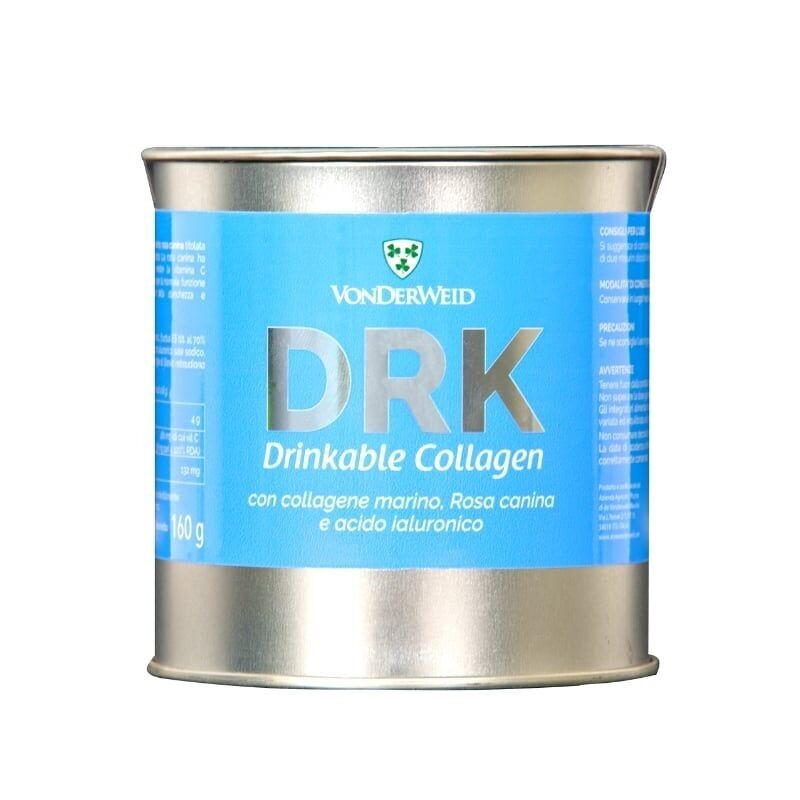 DRK PELLE | Collagene Marino Idrolizzato con Acido Ialuronico e Rosa Canina | Integratore Alimentare | 160 gr