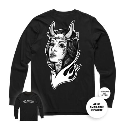 Devil Girl' Long Sleeve Tee - Black