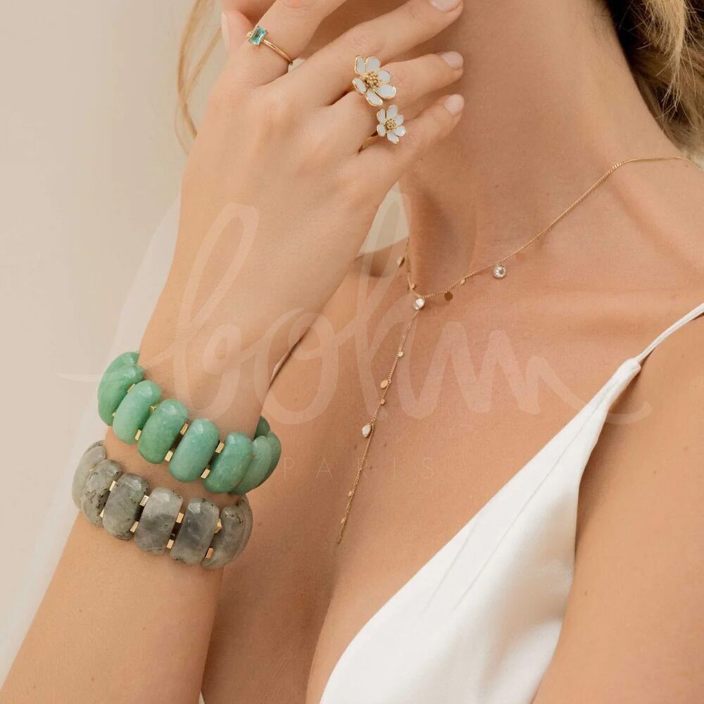 Jennah-Armband – elastisch mit großen Natursteinen