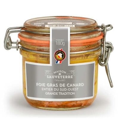 Foie gras de canard entier IGP Sud-Ouest Grande Tradition Maison Sauveterre - Bocal Le Parfait 180g