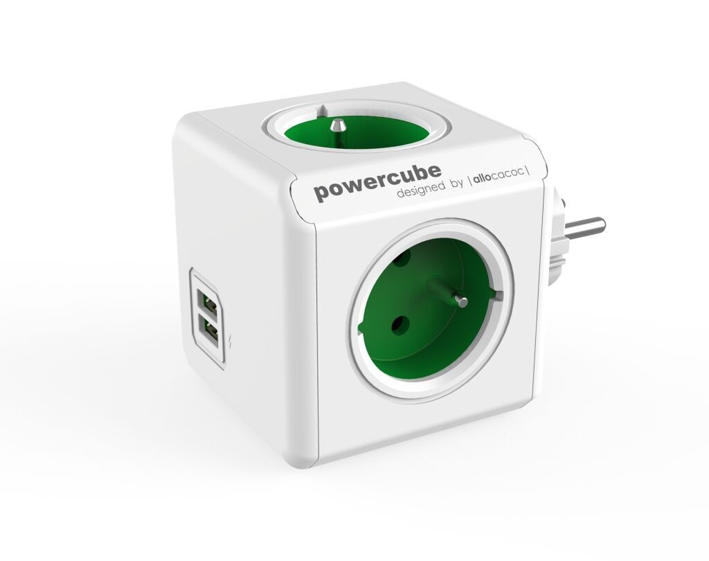 PowerCube Original Duo USB, VERDE, TIPO E/F BE-FR