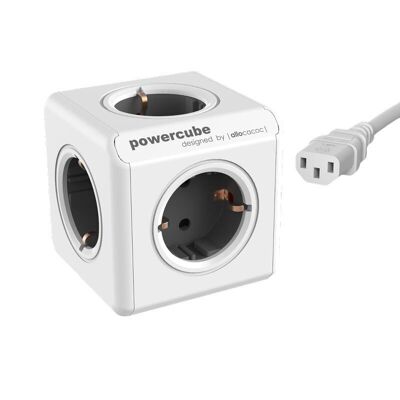 PowerCube ReWirable + 3x plug + 1mtr IEC EU cable, GREY, TYPE E/F DE