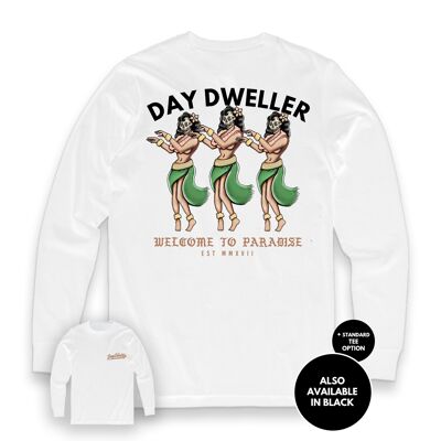 Welcome to Paradise' Long Sleeve Tee - White