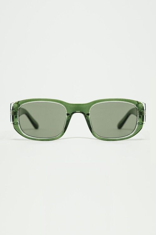 Oval Sunglasses with High Gloss Transparent Frames in green