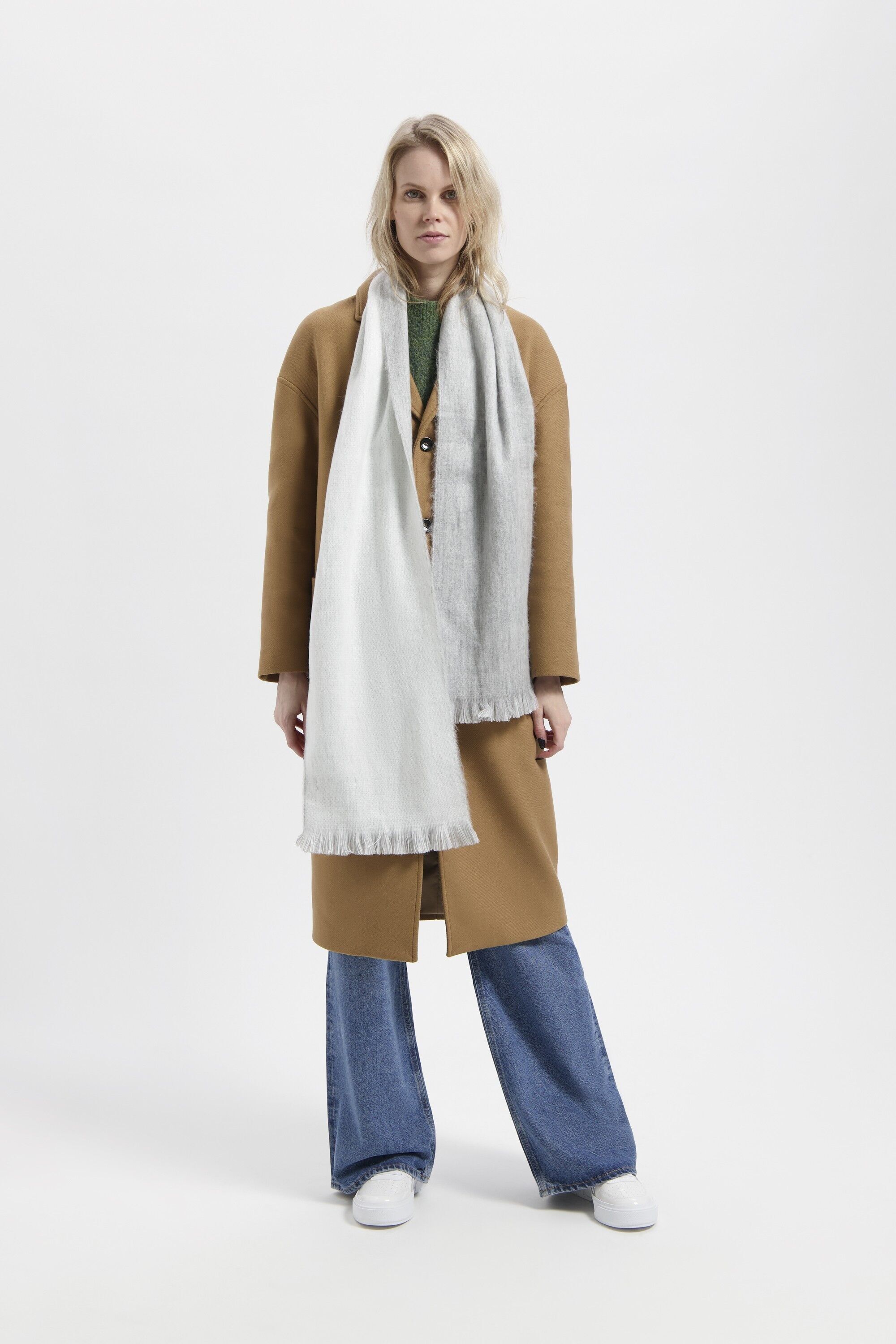 Sciarpa doppia sottile grigio chiaro / bianco