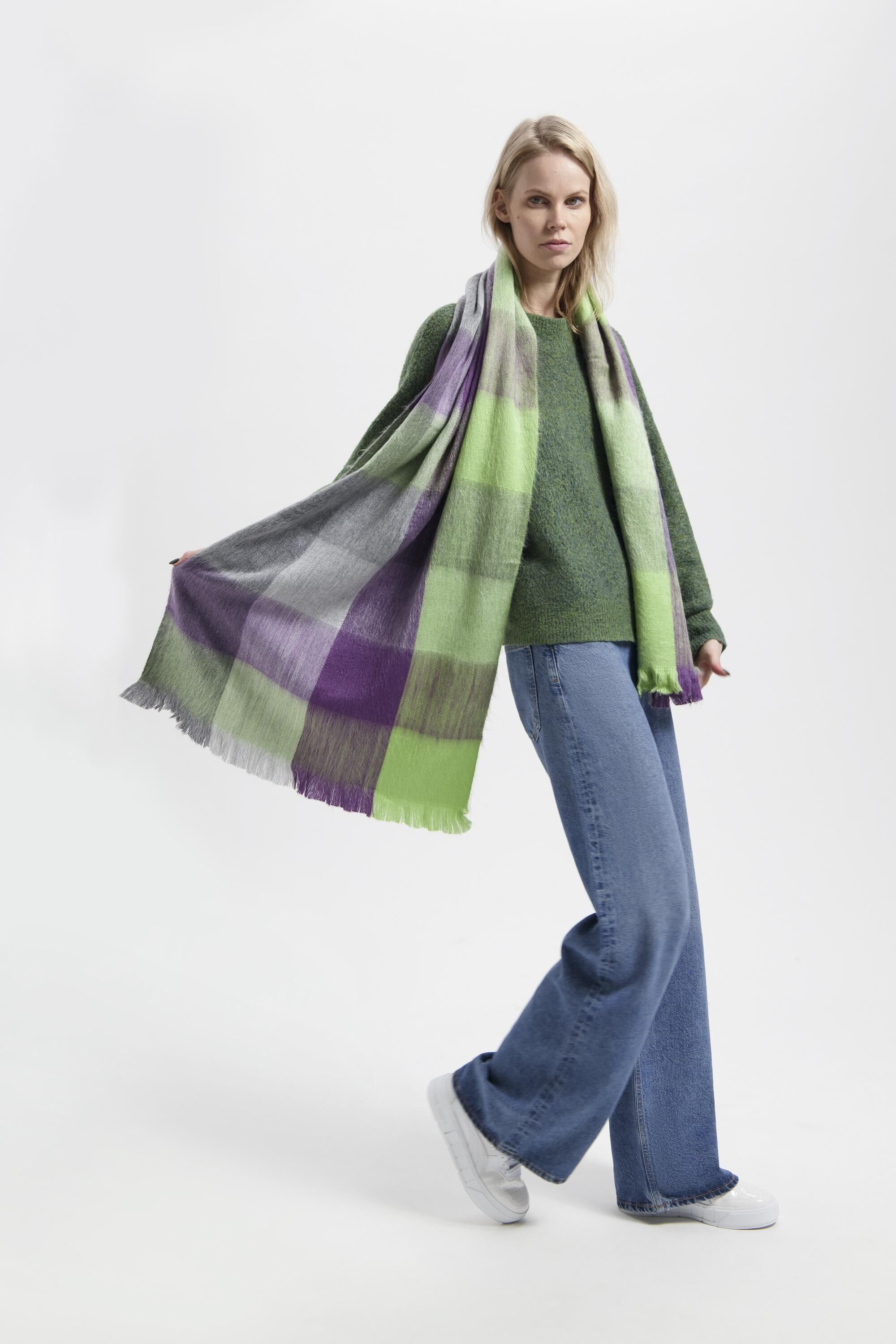 Scarf Blocked Limestone, Amethyst and Grey