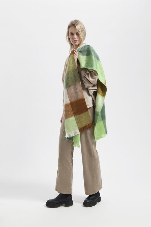Scarf Blocked Camel, Emerald and Limestone Green