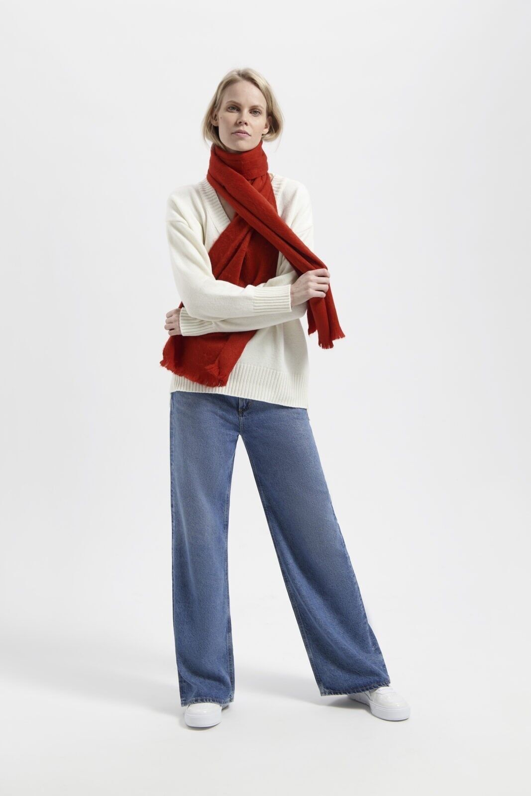 Sciarpa sottile rosso mattone