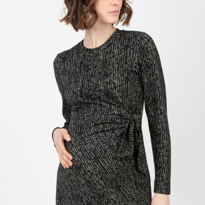 Vestido premamá de punto Milano estampado con nudo lateral - KAREN F
