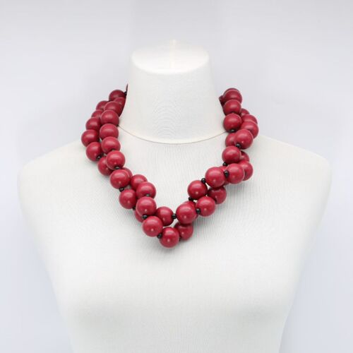 Round Beads Necklace - Burgundy