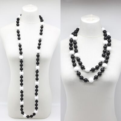 Collier Perles Rondes - Duo - Noir/Blanc