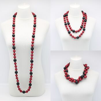 Collier Perles Rondes - Duo - Bordeaux/Noir 1