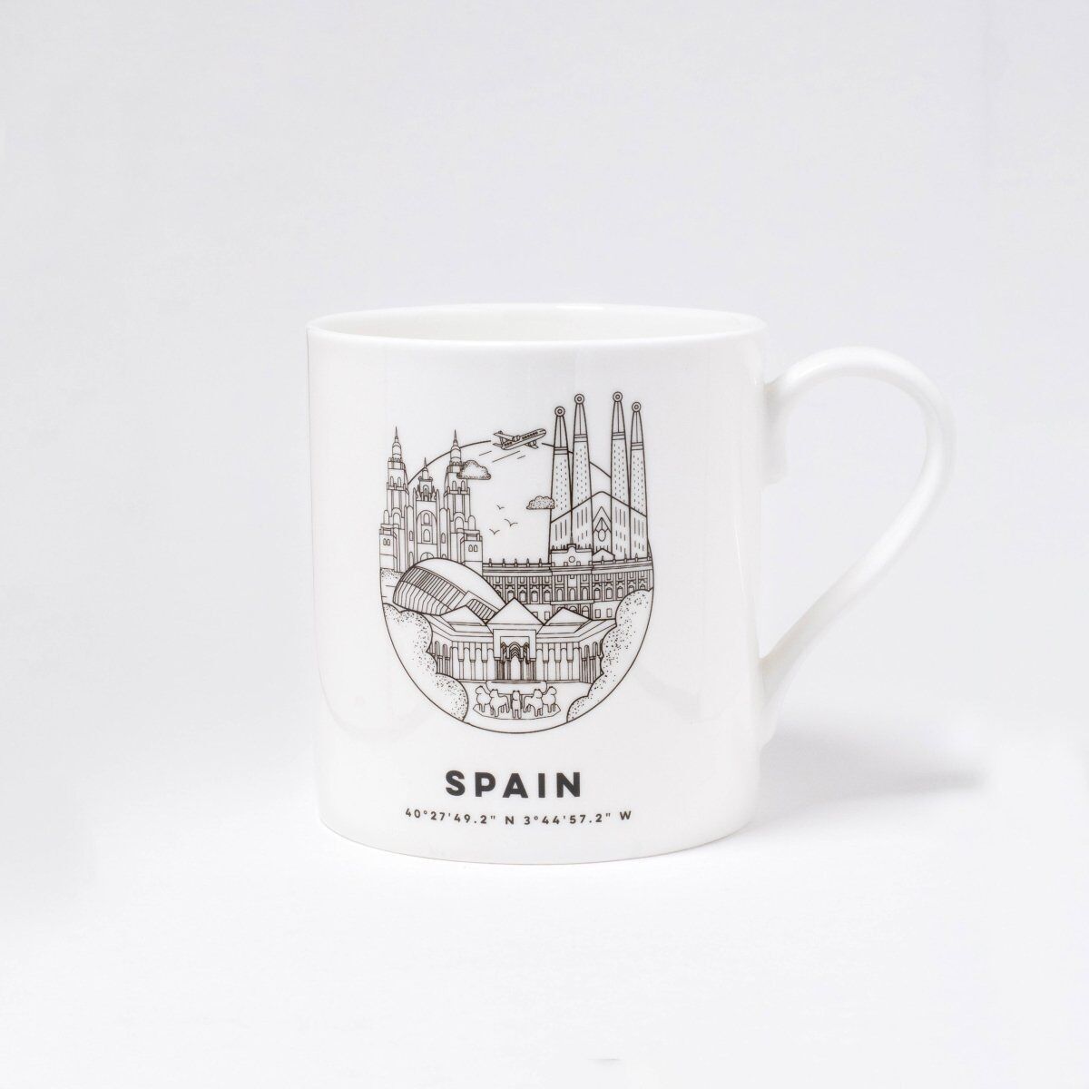Tasse en céramique de paysage urbain d’Espagne