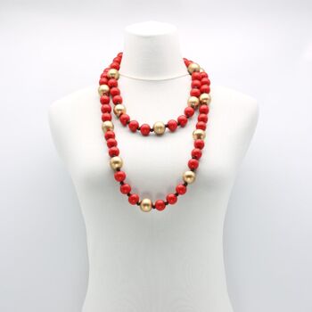 Collier Perles Rondes - Duo - Rouge/Or 2