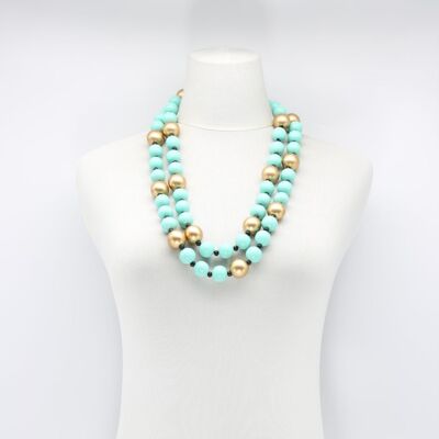 Collier Perles Rondes - Duo - Turquoise/Or
