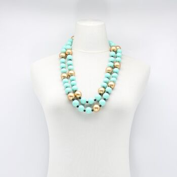 Collier Perles Rondes - Duo - Turquoise/Or 4