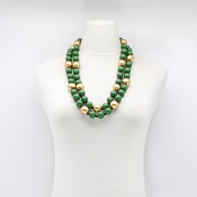 Collier Perles Rondes - Duo - Vert/Or