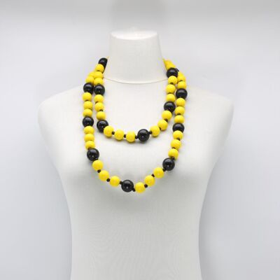 Round Beads Necklace - Duo - Yellow/Black
