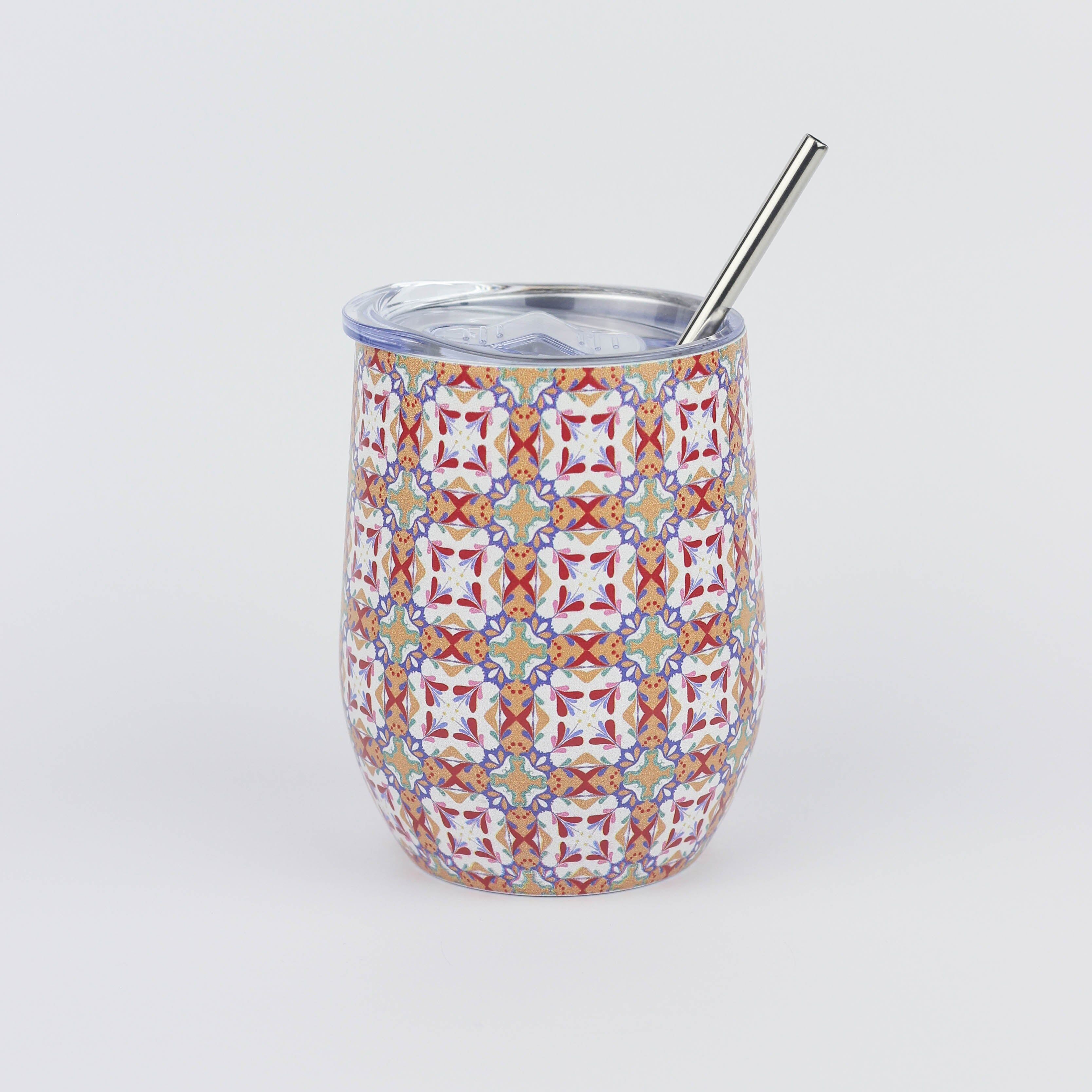 Hydraulic Tiles Modell 6 Weinbecher aus Edelstahl