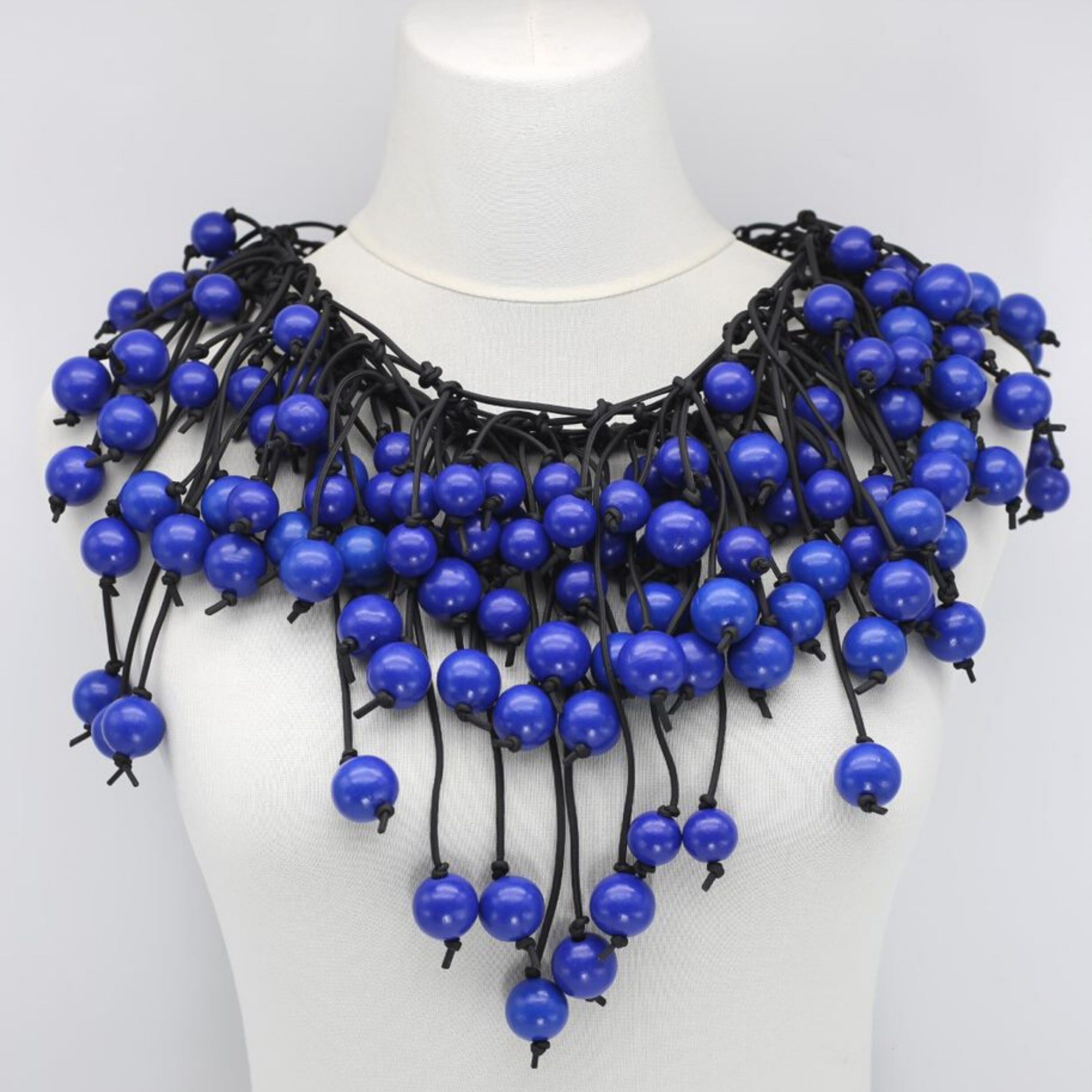 Hawaiian Jewelry Sea Glass Necklace, Wire Cobalt Blue Necklace, Sea Gl –  yinahawaii