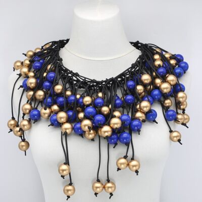 Collar estilo capa de bayas - Azul cobalto / Dorado