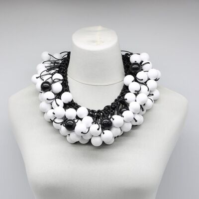 Collier Grappe de Perles de Baies - Blanc/Noir