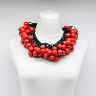 Berry Beads Cluster Necklace - Red