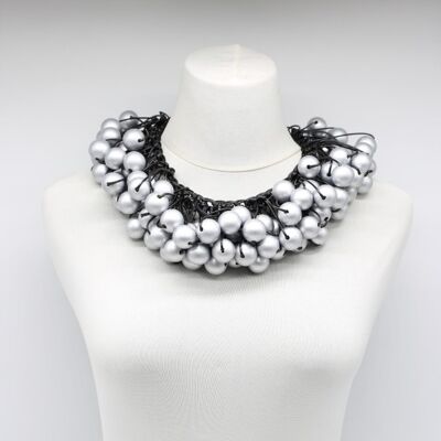 Berry Beads Cluster Necklace - Silver
