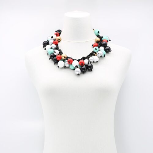 Berry Beads on Cotton Cord Necklace - Long - Multi