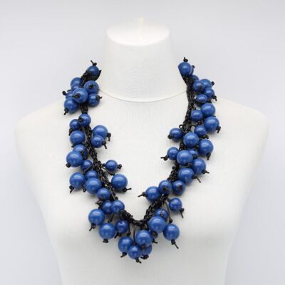 Berry Beads on Cotton Cord Necklace - Long - Pantone Classic Blue