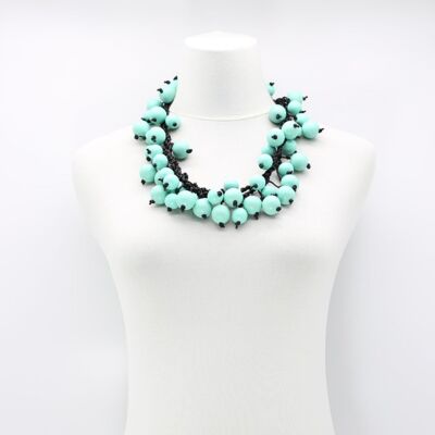 Berry Beads on Cotton Cord Necklace - Long - Turquoise